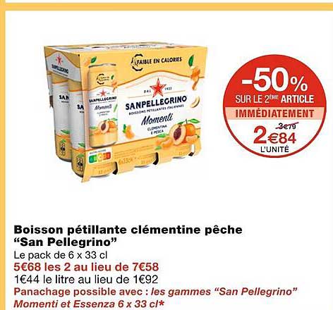 boisson pétillante clémentine pêche san pellegrino