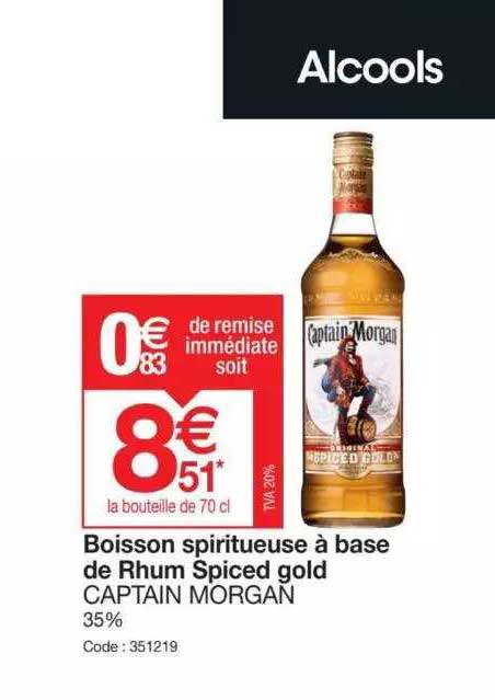boisson spiritueuse à base de rhum spiced gold captain morgan