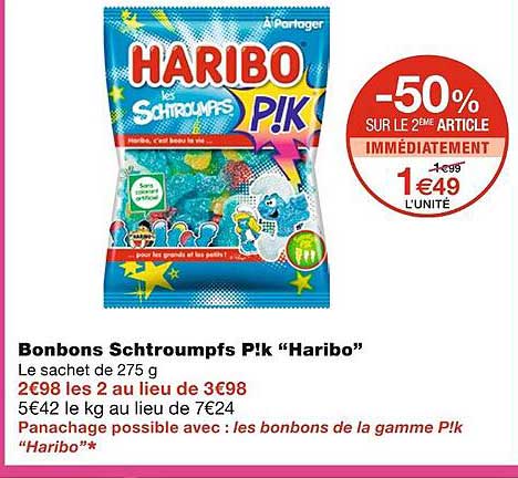 bonbons schtroumpfs p!k haribo