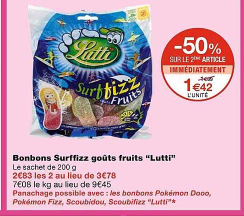 bonbons surffizz goûts frutis lutti