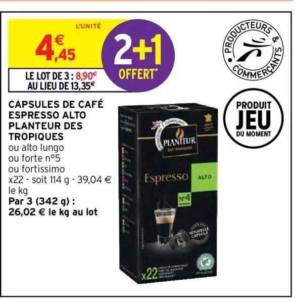 capsules de café espresso alto planteur des tropiques