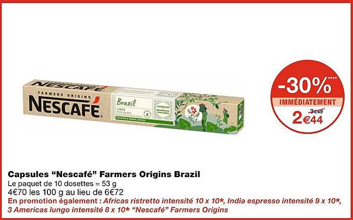 capsules nescafé farmers origins brazil