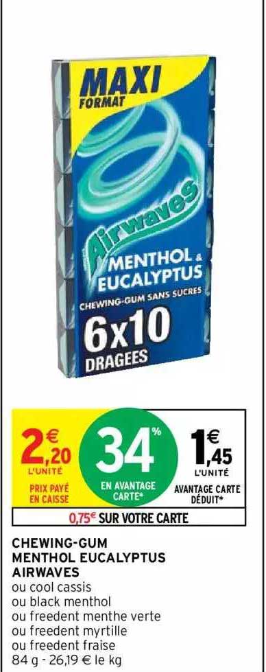chewing-gum menthol eucalyptus airwaves