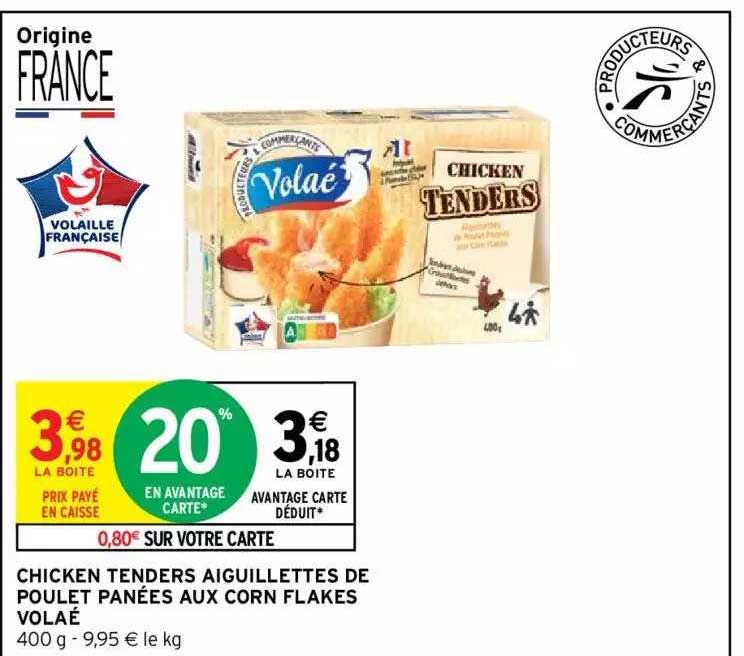 chicken tenders aiguillettes de poulet panées aux corn flakes volaé