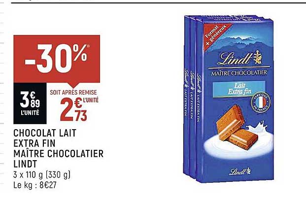 chocolat lait extra fin maître chocolatier lindt