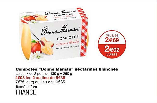 compotée bonne maman nectarines blanches