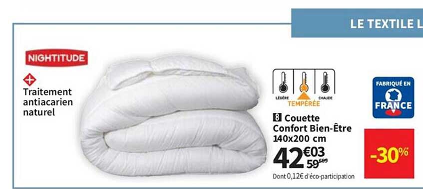 couette confort bien-être 140x200 cm nightitude