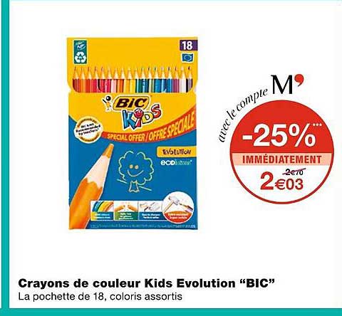 Crayons De Couleur Kids Evolution Bic