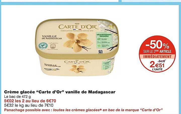 Crème Glacée Carte D'or Vanille De Madagascar
