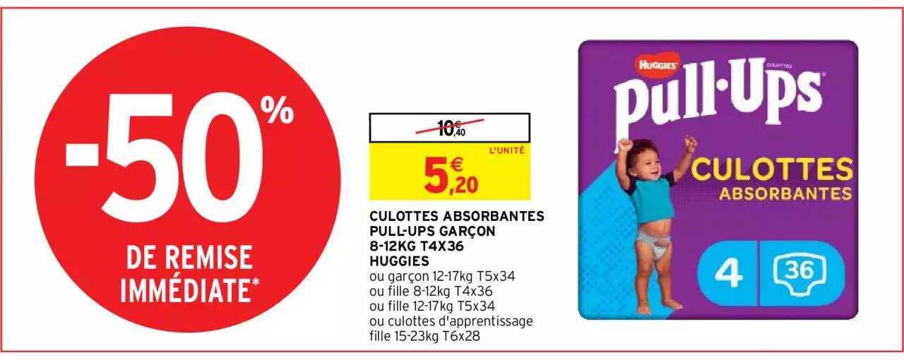 culottes absorbantes pull-ups garçon huggies