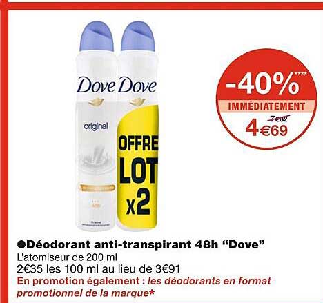 déodorant anti-transpirant 48h dove
