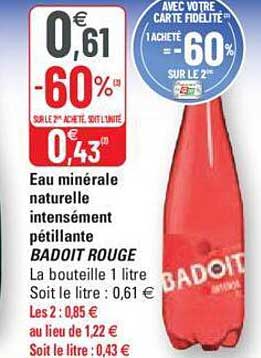 eau minérale naturelle intensément pétillante badoit rouge