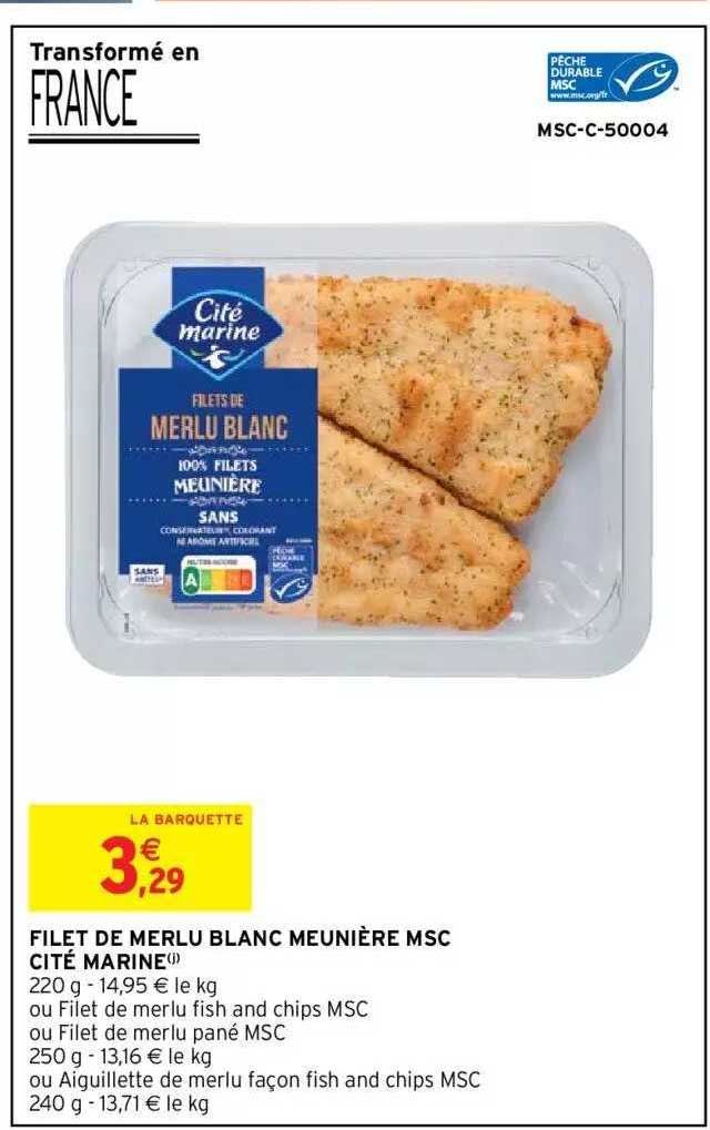 filet de merlu blanc meunière msc cité marine