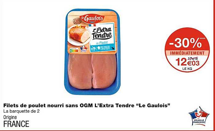 filets de poulet nourri sans ogm l'extra le gaulois