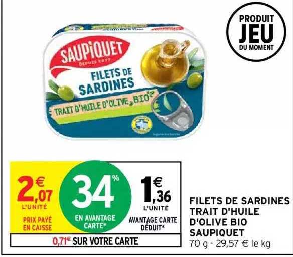filets de sardines trait d'huile d'olive bio saupiquet