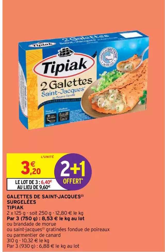 galettes de saint-jacques surgelées tipiak