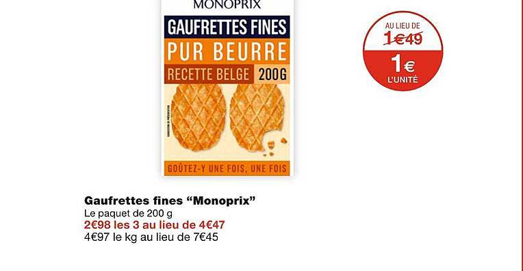 Gaufrettes Fines Monoprix