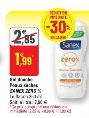 gel douche peaux sèches sanex zero %