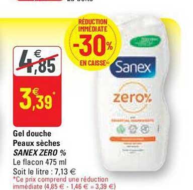 gel douche peaux sèches sanex zero%