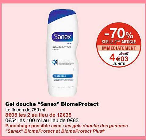 gel douche sanex biomeprotect