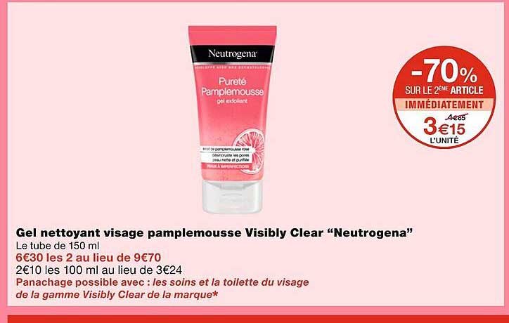 gel nettoyant visage pamplemousse visibly clear neutrogena