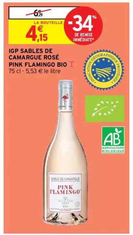 igp sables de camargue rosé pink flamingo bio