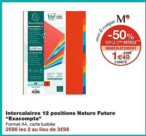 intercalaires 12 positions nature future exacompta