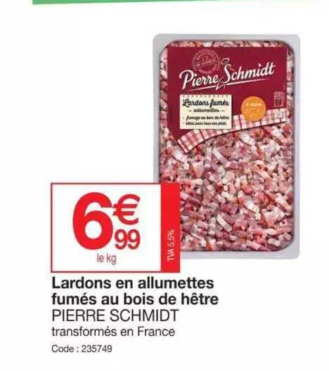 lardons en allumettes fumés au bois de hêtre pierre schmidt