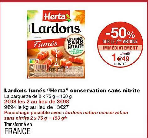 Lardons Fumés Herta Conservation Sans Nitrite