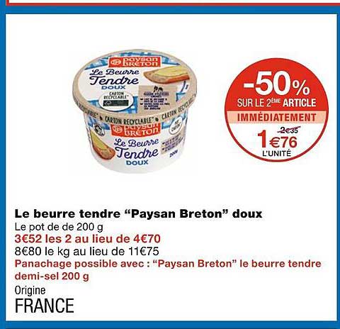 le beurre tendre paysan breton doux