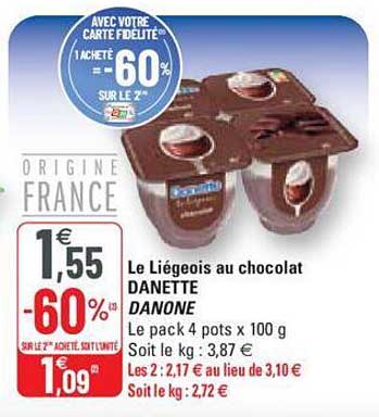 Le Liégeois Au Chocolat Danette Danone