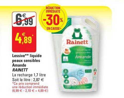lessive liquide peaux sensibles amande rainett