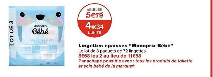 lingettes épaisses monoprix bébé