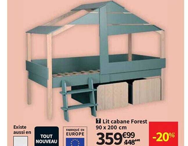 Lit Cabane Forest 90 X 200 Cm