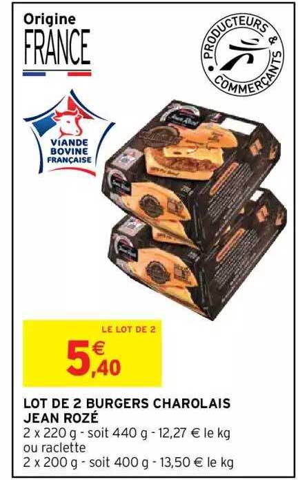 lot de 2 burgers charolais jean rozé