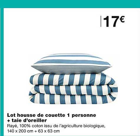lot housse de couette 1 personne + taie d'oreiller