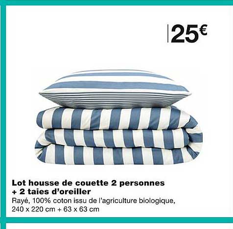 lot housse de couette 2 personnes + 2 taies d'oreiller