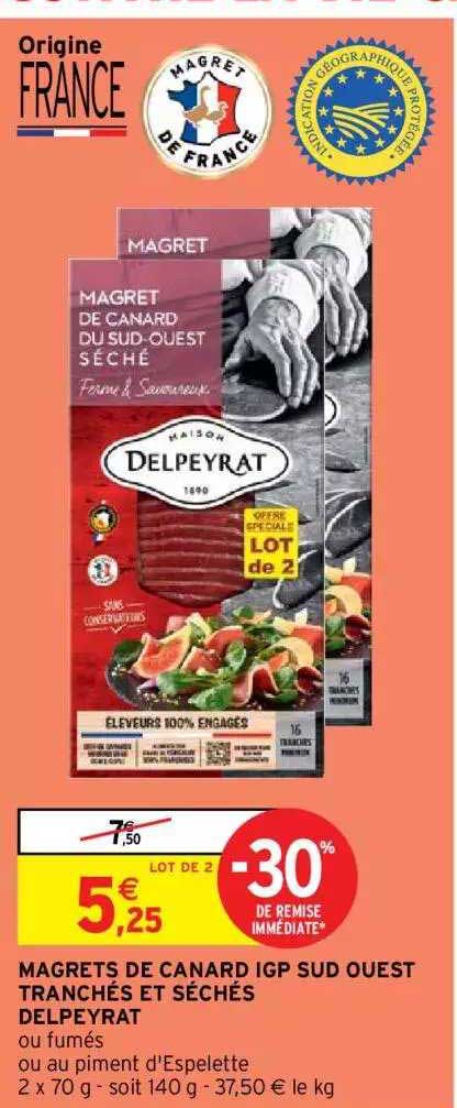 magrets de canard igp sud ouest tranchés et séchés delpeyrat