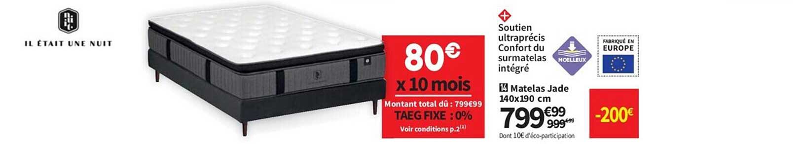 matelas jade 140 x 190 cm il était une nuit