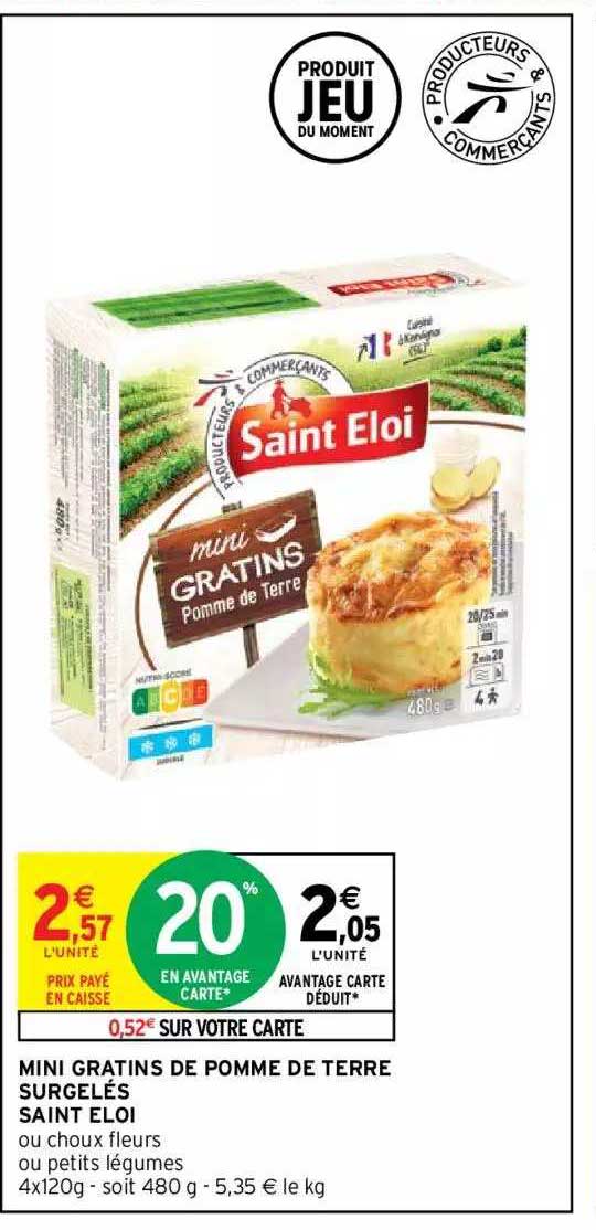 mini gratins de pomme de terre surgelés saint eloi