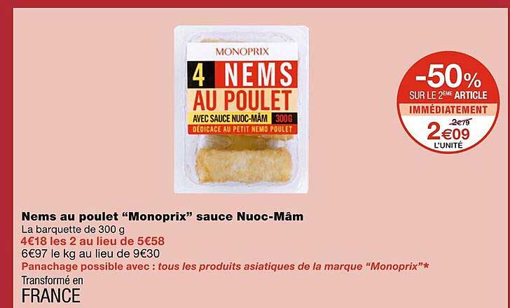 nems au poulet monoprix sauce nuoc-mâm