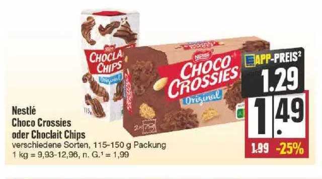 nestlé choco crossies oder choclait chips