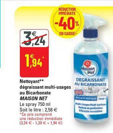 Nettoyant Dégraissant Multi-usages Au Bicarbonate Maison Net
