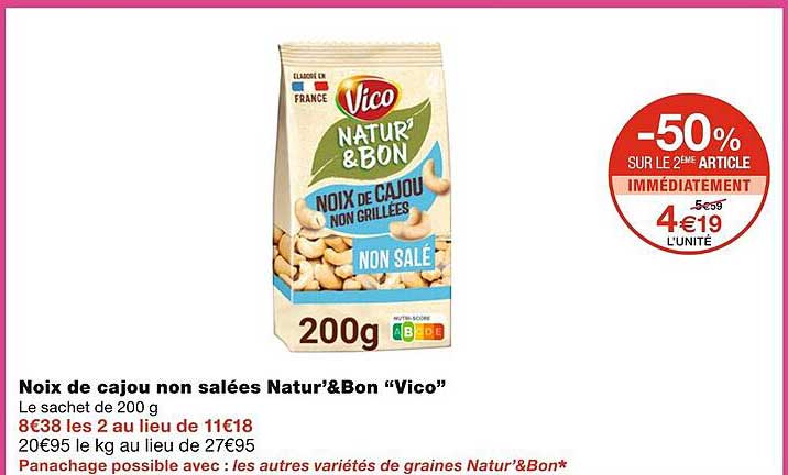 noix de cajou non salées natur'&bon vico
