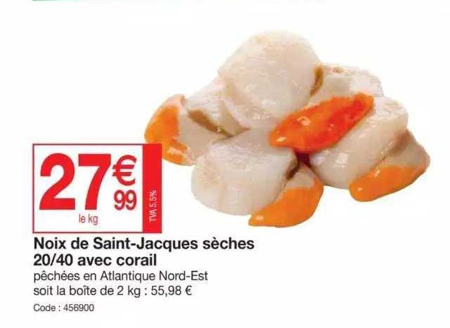 noix de saint-jacques sèches 20-40 avec corail