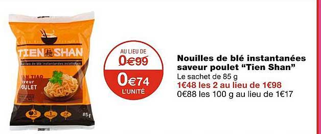 Nouilles De Blé Instantanées Saveur Poulet Tien Shan
