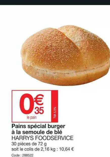 pains spécial burger à la semoule de blé harrys foodservice
