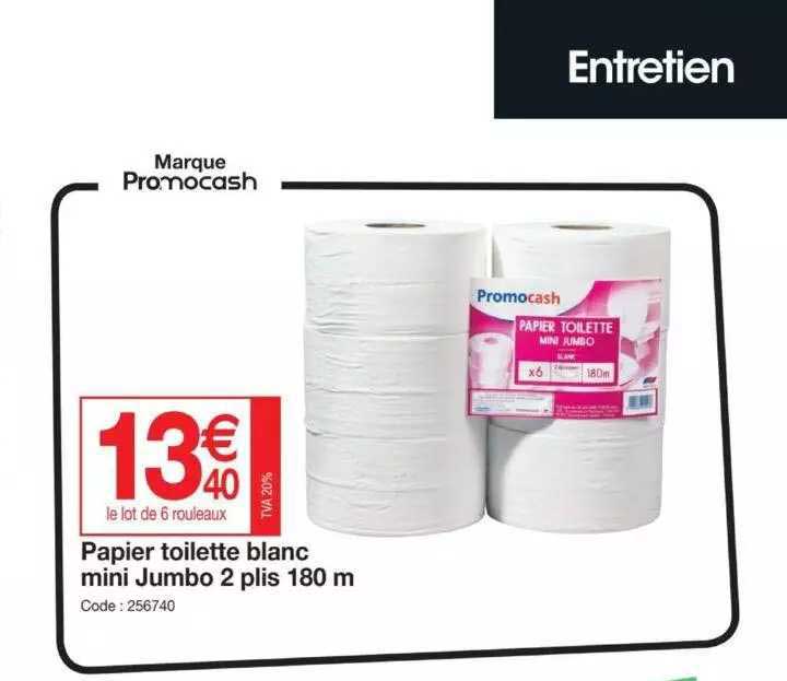 papier toilette blanc mini jumbo 2 plis 180m