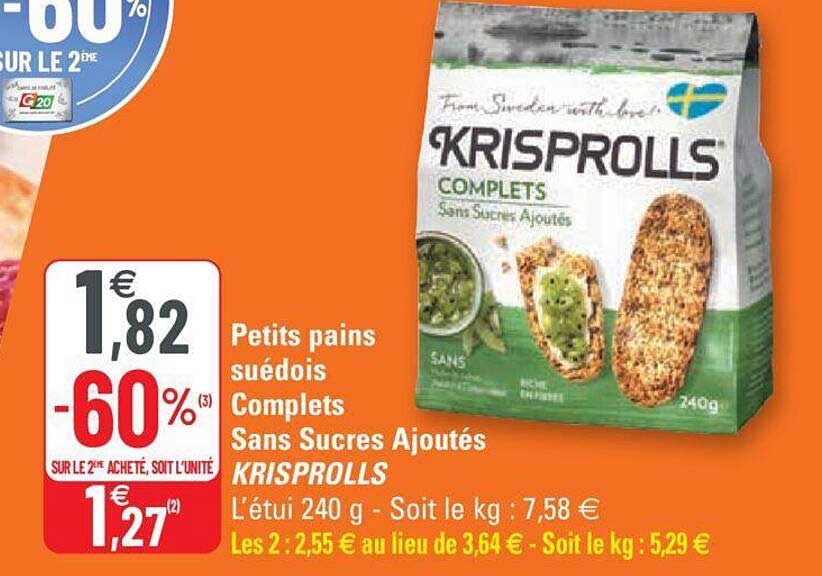 petits pains suédois complets sans sucrees ajoutés krisprolls