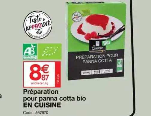 préparation pour panna cotta bio en cuisine
